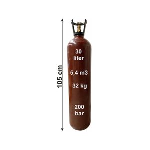 30 literes 200 báros hélium palack 5,4 m3